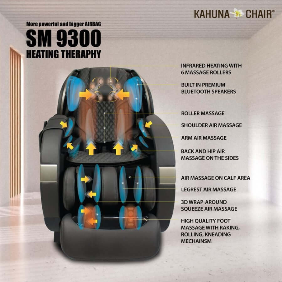 Kahuna Massage Chair Kahuna 4D+@ Dual Air Float Flex HSL-track with Infrared heating SM-9300 Grey