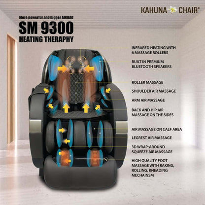 Kahuna Massage Chair Kahuna 4D+@ Dual Air Float Flex HSL-track with Infrared heating SM-9300 Grey