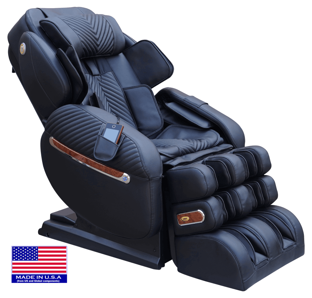 Luraco iRobotics 9 Max Special Edition (i9 Max SE) Massage Chair - Side View with American Flag (Black)