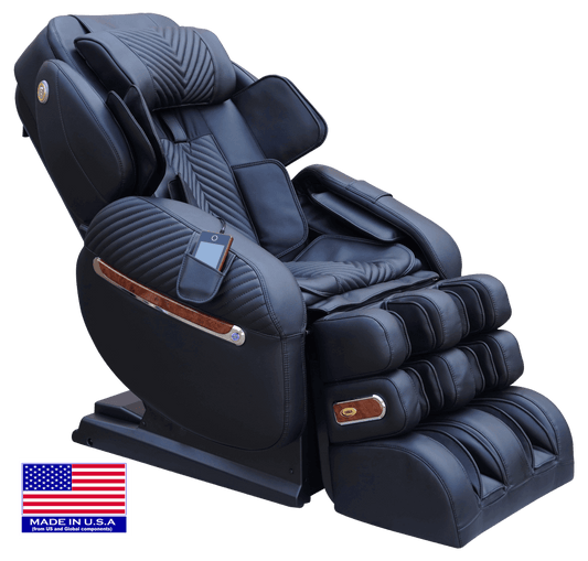 Luraco iRobotics 9 Max Special Edition (i9 Max SE) Massage Chair - Side View with American Flag (Black)