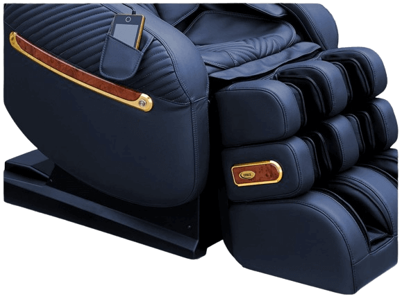 Luraco iRobotics 9 Max Royal Edition (i9 Max RE) Massage Chair - Close Up of 18K Gold Plated Trim (Black)