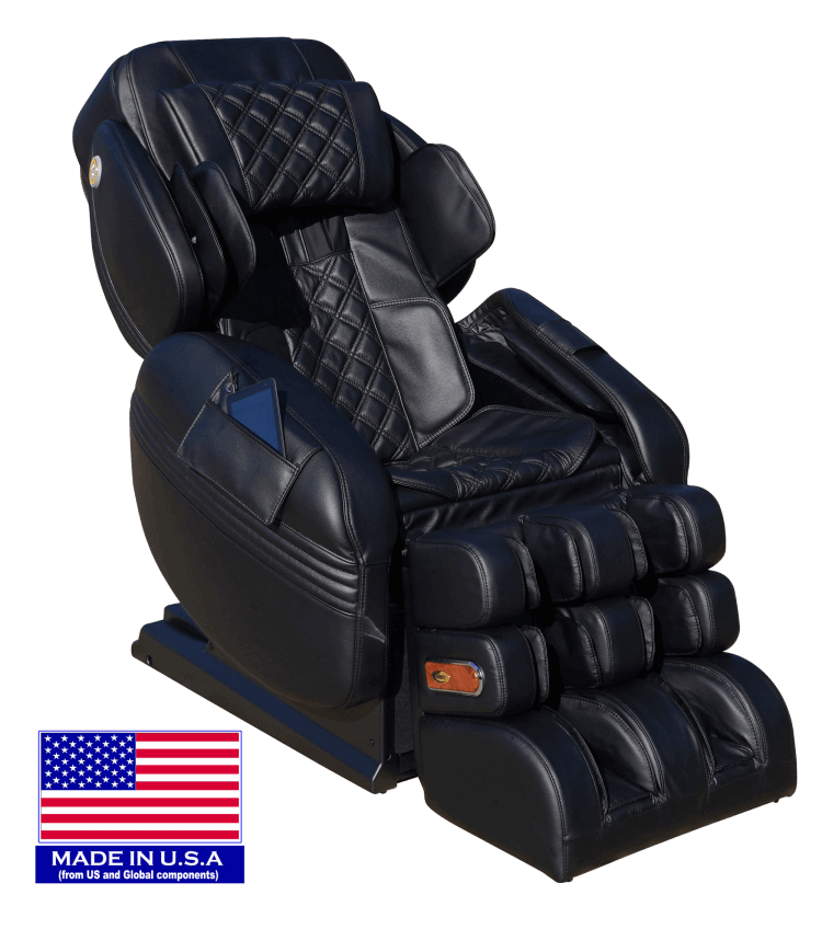 Luraco Model 3 Hybrid SL Massage Chair - Side View with American Flag (Black)