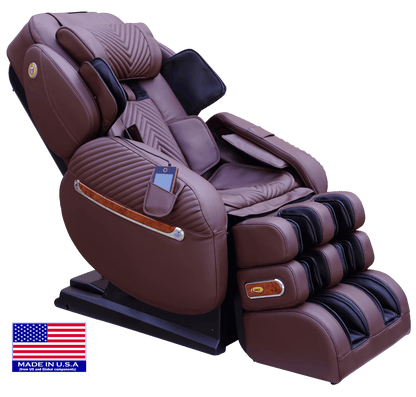 Luraco iRobotics 9 Max Special Edition (i9 Max SE) Massage Chair - Side View with American Flag (Chocolate Brown)