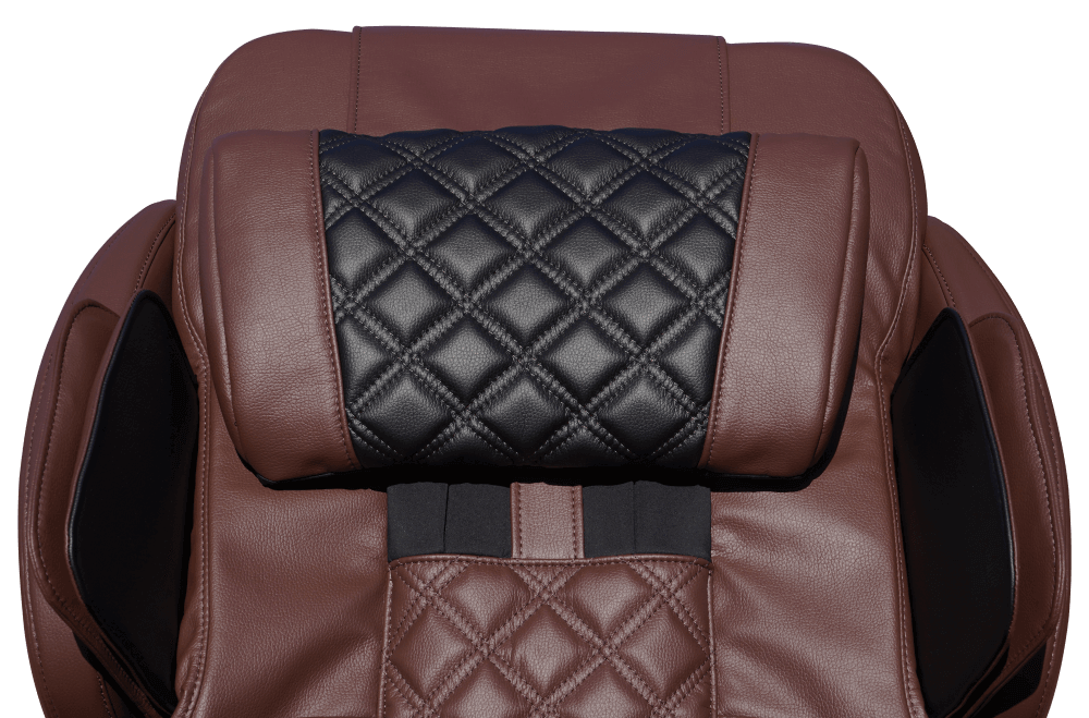 Luraco Model 3 Hybrid SL Massage Chair - Close Up of Head Rest (Chocolate Brown)