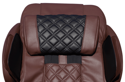 Luraco Model 3 Hybrid SL Massage Chair - Close Up of Head Rest (Chocolate Brown)