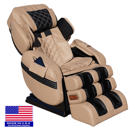 Luraco Model 3 Hybrid SL Massage Chair - Side View with American Flag (Cream)