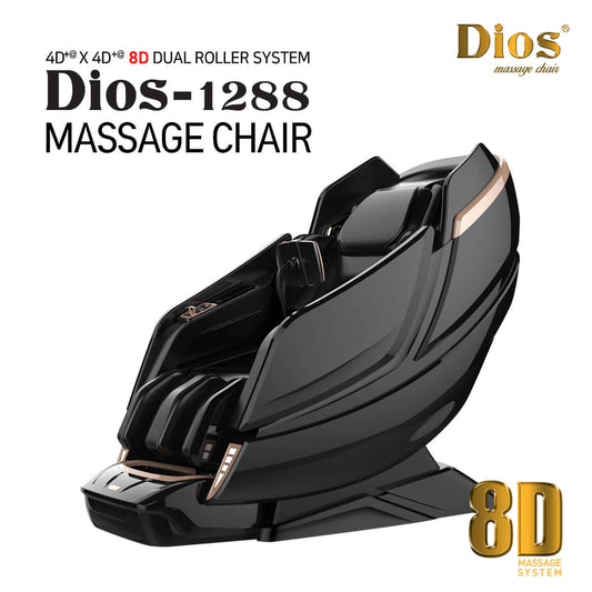 Dios Massage Chair 8D AI Dual Air Tech Touch Roller SL-track with Brain Relaxation Program Dios-1288 Black