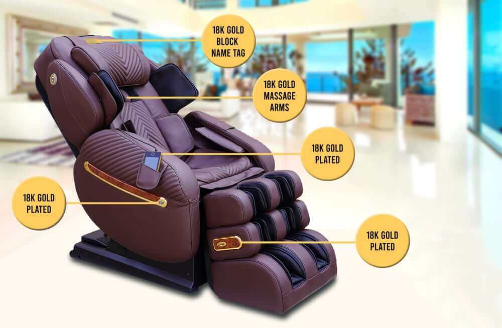 Luraco iRobotics 9 Max Royal Edition (i9 Max RE) Massage Chair - 18K Gold Plated Diagram (Chocolate Brown)