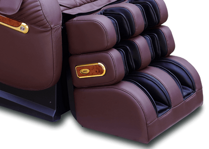 Luraco iRobotics 9 Max Royal Edition (i9 Max RE) Massage Chair - Close Up of 18K Gold Plated Trim (Chocolate Brown)