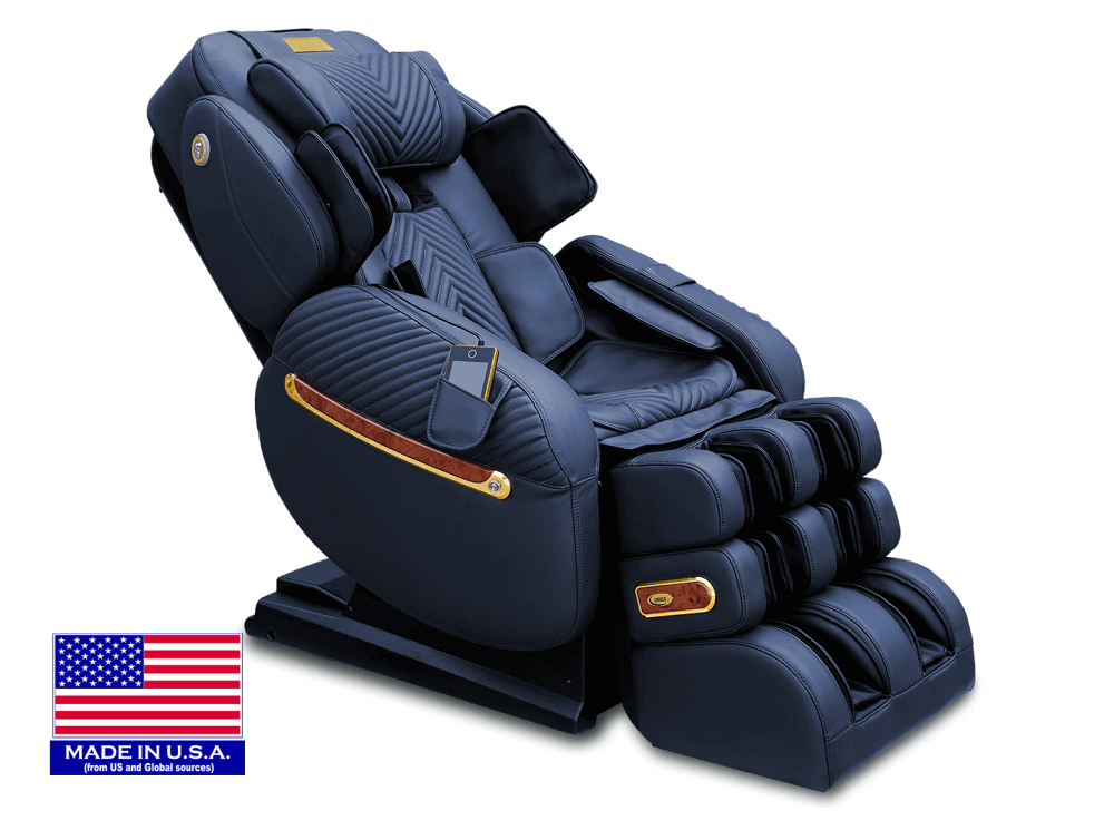 Luraco iRobotics 9 Max Royal Edition (i9 Max RE) Massage Chair - Side View with American Flag (Black)